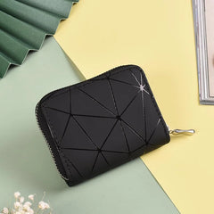 Leather Diamond Short Wallet with Wrist Strap