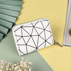 Leather Diamond Short Wallet with Wrist Strap