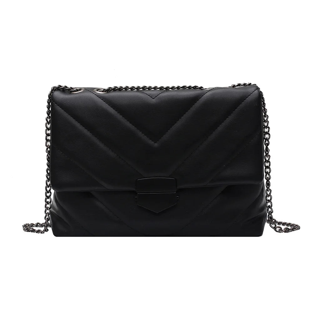 Lattice Pattern Messenger Handbags Women PU Leather Top-Handle Bag
