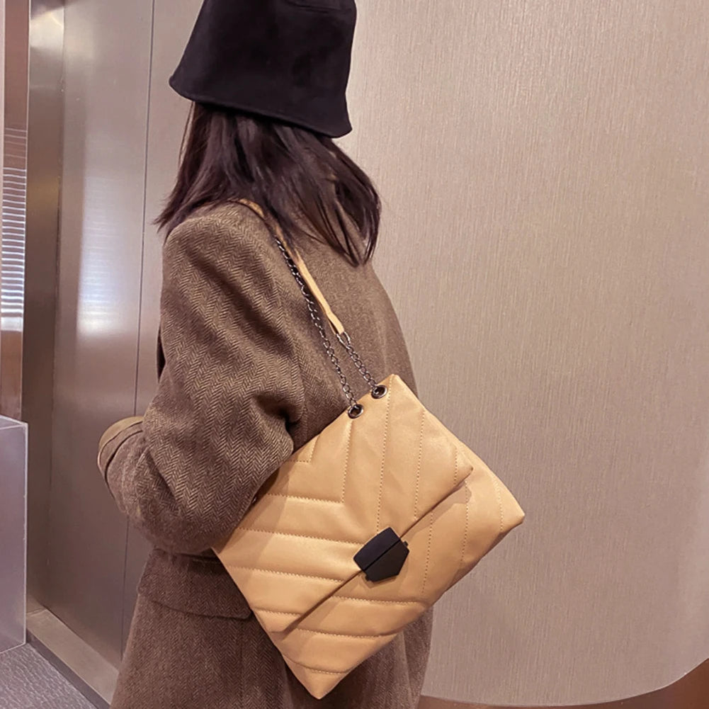 Lattice Pattern Messenger Handbags Women PU Leather Top-Handle Bag