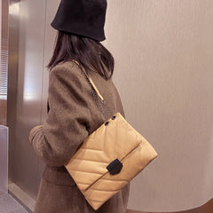 Lattice Pattern Messenger Handbags Women PU Leather Top-Handle Bag
