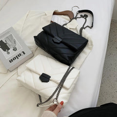 Lattice Pattern Messenger Handbags Women PU Leather Top-Handle Bag