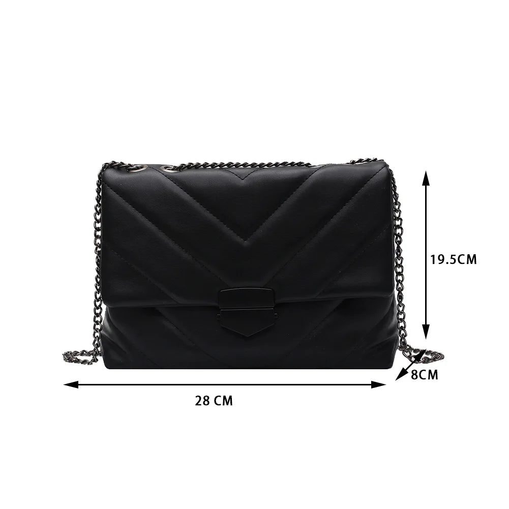 Lattice Pattern Messenger Handbags Women PU Leather Top-Handle Bag