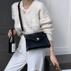 Women's Pu Leather Messenger Shoulder Bag Small Square Tote Handbag