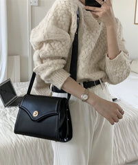 Women's Pu Leather Messenger Shoulder Bag Small Square Tote Handbag