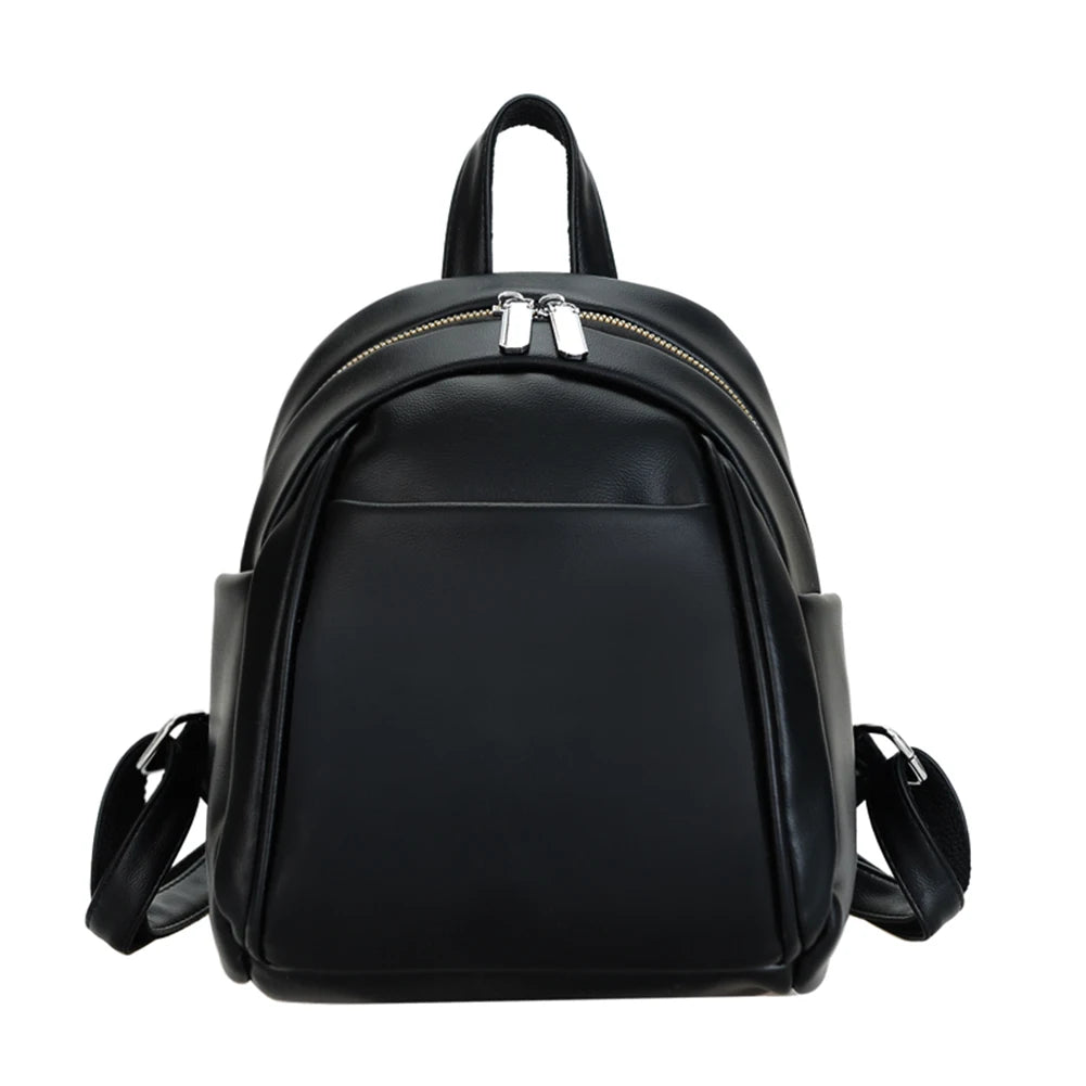 Mini PU Leather Backpack Solid Color Soft Women's Bag