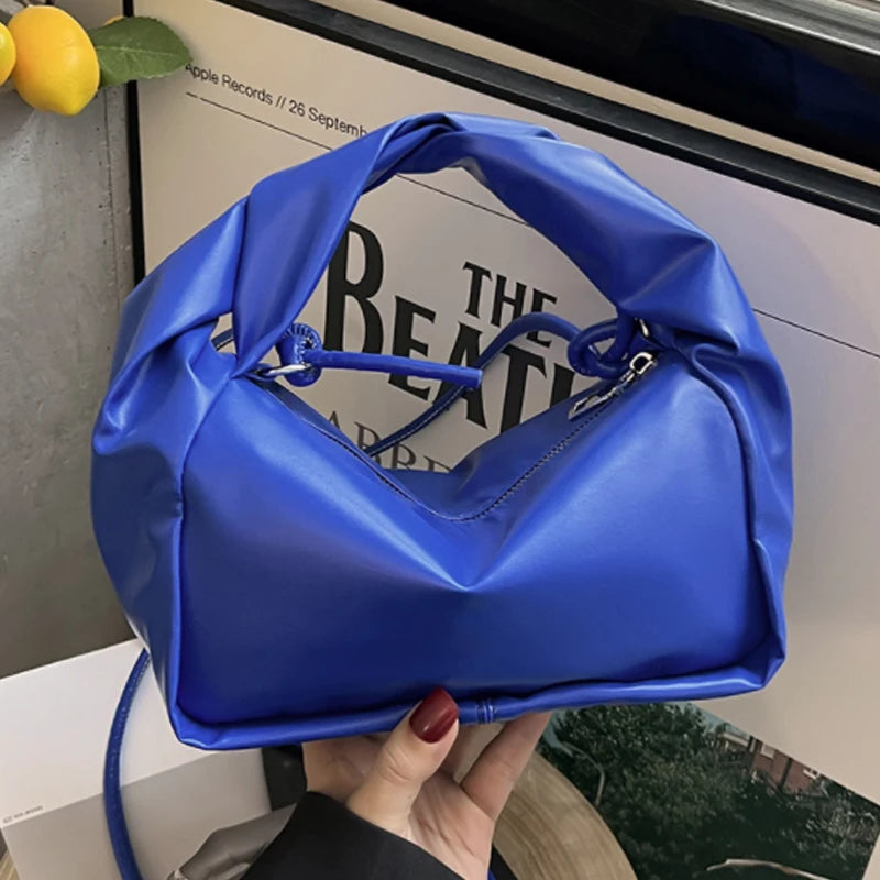 PU Leather Crossbody Bag Wrinkled Cloud Bag Women Handbag Shoulder Messenger Bag