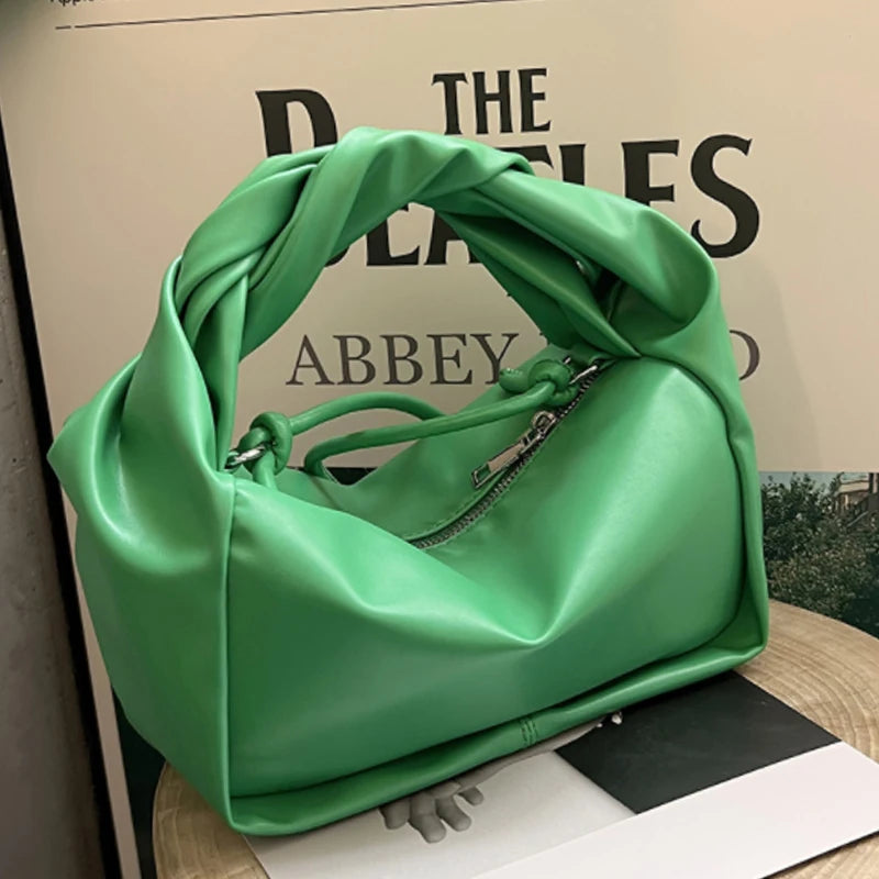 PU Leather Crossbody Bag Wrinkled Cloud Bag Women Handbag Shoulder Messenger Bag