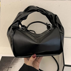 PU Leather Crossbody Bag Wrinkled Cloud Bag Women Handbag Shoulder Messenger Bag