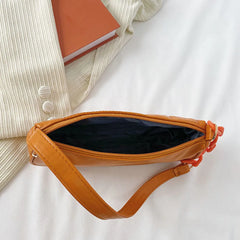 Plaid Pattern Women Underarm Bags Small Pure Armpit Bags Leather Chain