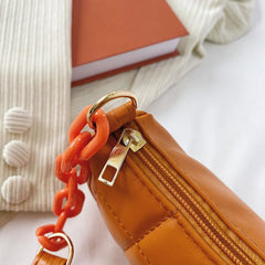 Plaid Pattern Women Underarm Bags Small Pure Armpit Bags Leather Chain