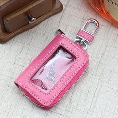Portable Zipper Square Car Key Holder Case Transparent Window Key Bag