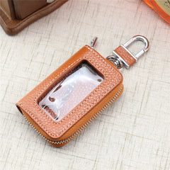 Portable Zipper Square Car Key Holder Case Transparent Window Key Bag
