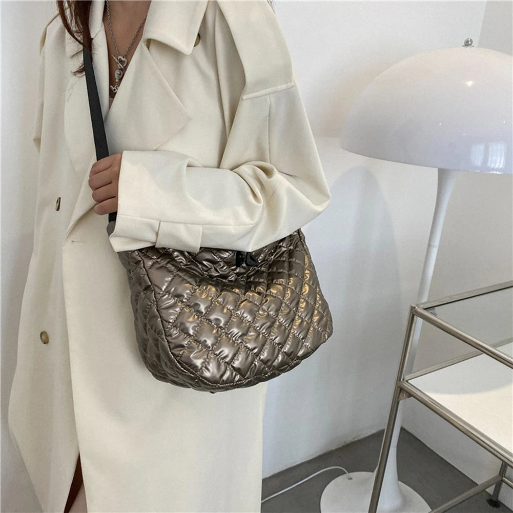 Quilted Rhombus Pattern Shopper Bag for Women