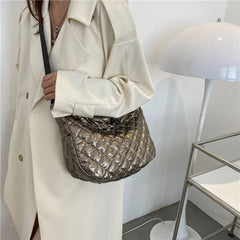 Quilted Rhombus Pattern Shopper Bag for Women