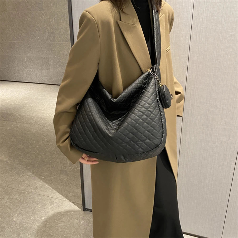 Crossbody Bag Rhombic Shoulder Handbag Large Capacity with Small Purse