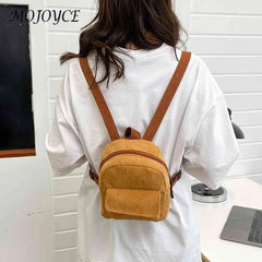 Small Fresh School Backpacks Retro Denim Corduroy Daypack Students Schoolbag