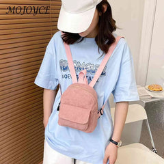 Small Fresh School Backpacks Retro Denim Corduroy Daypack Students Schoolbag