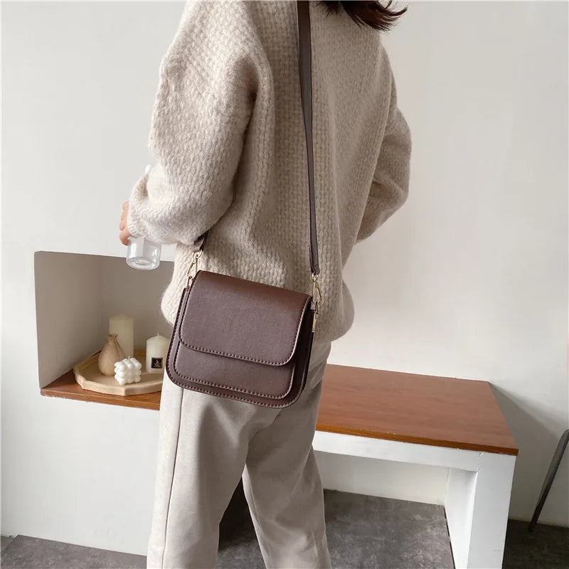 Square Shoulder Bag For Women Crossbody Bag Wide Strap Tote Femme
