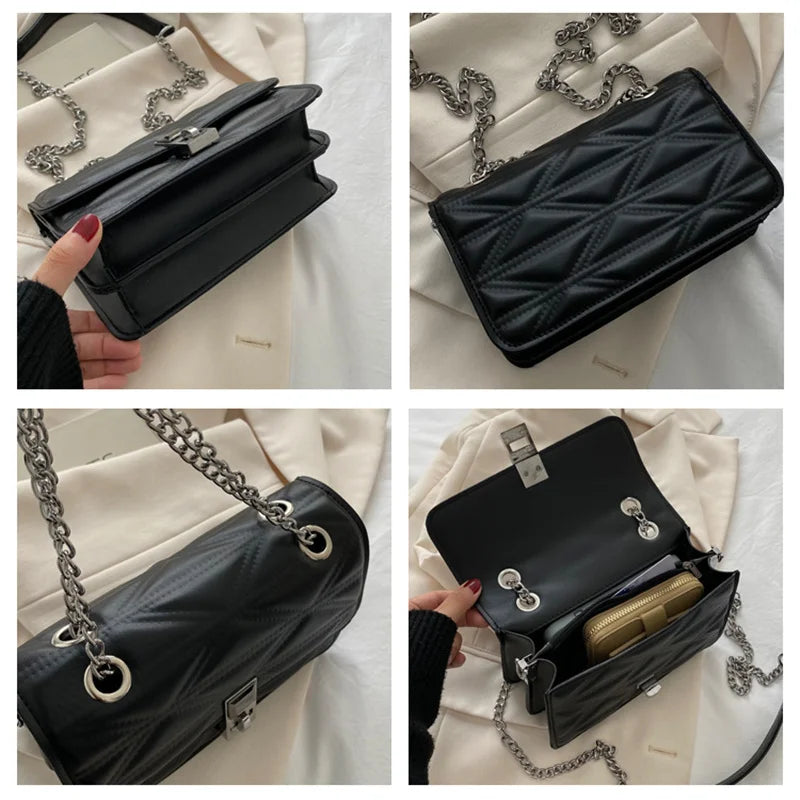 PU Leather Shoulder Bag Women Underarm Flap Handbag