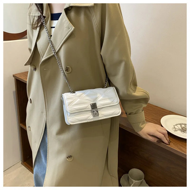 PU Leather Shoulder Bag Women Underarm Flap Handbag