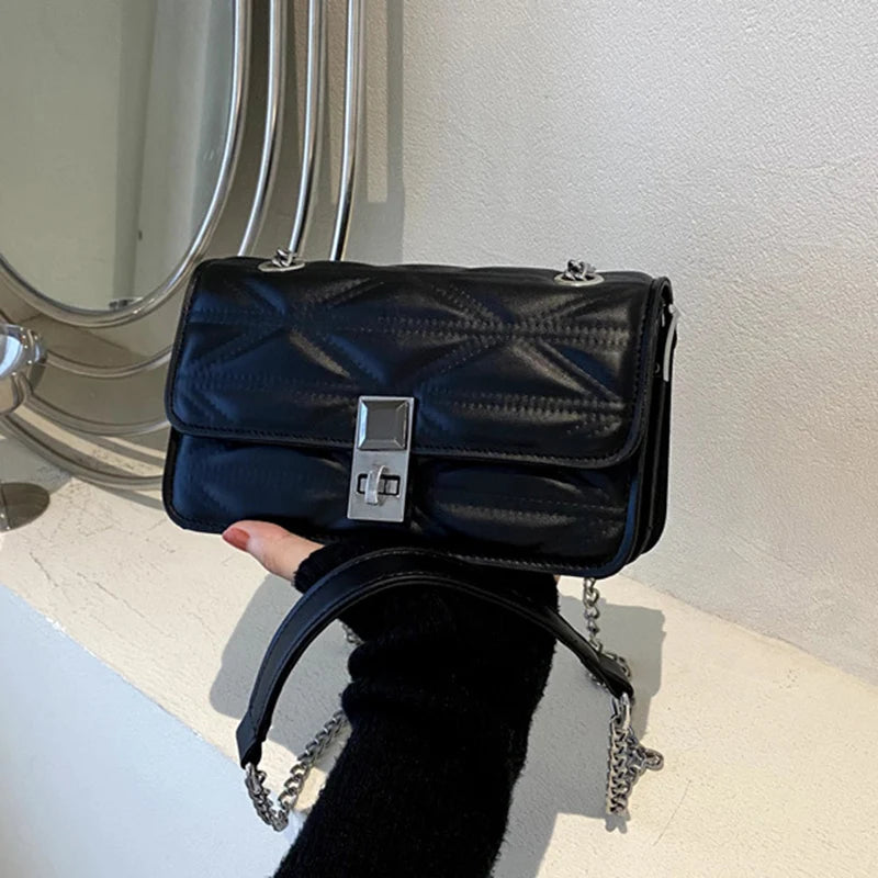 PU Leather Shoulder Bag Women Underarm Flap Handbag