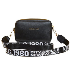 Small Shoulder Bag for Women Solid Pu Leather Wide Strap Crossbody Handbag