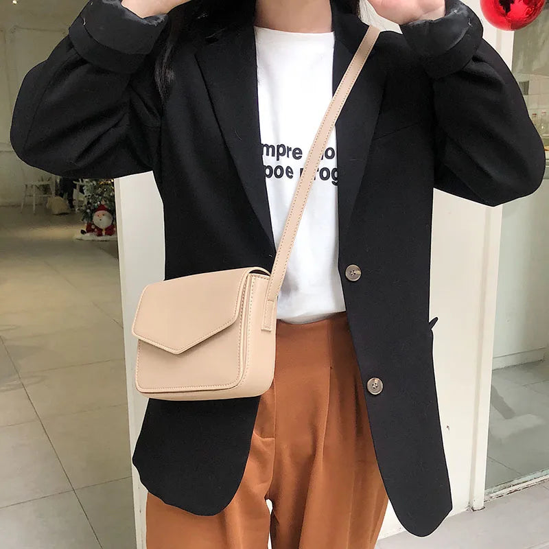 Leather Cross Body Shoulder Bag Women Solid Business Retro Square