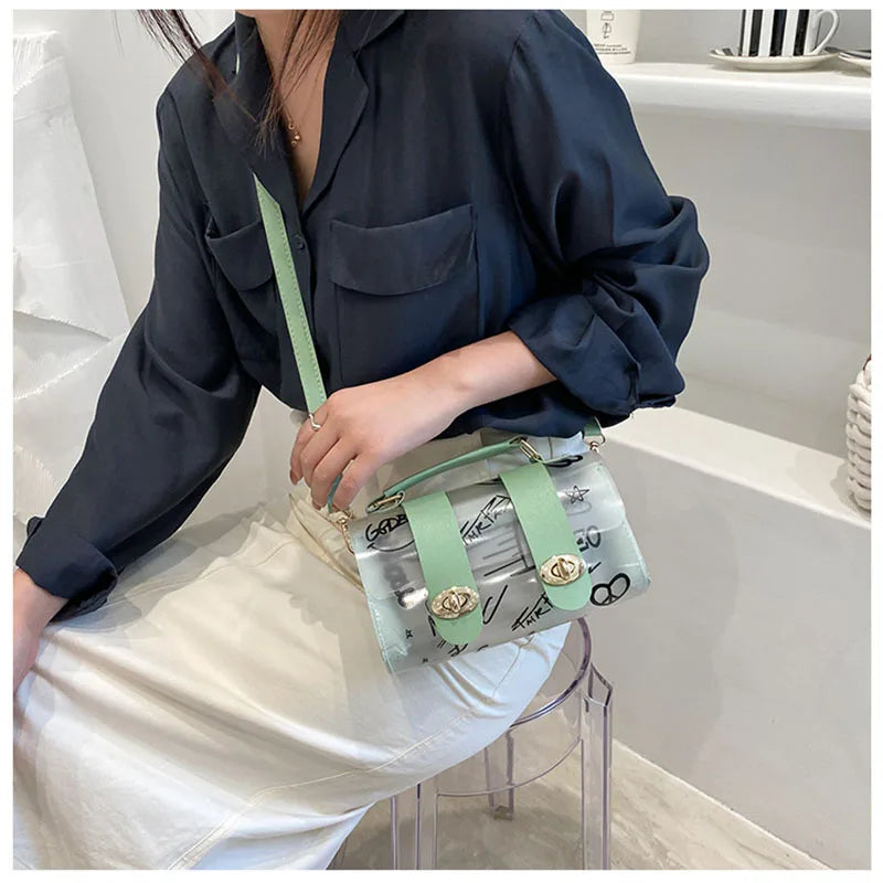Transparent Female Bag Casual Summer Graffiti Portable Messenger Bag