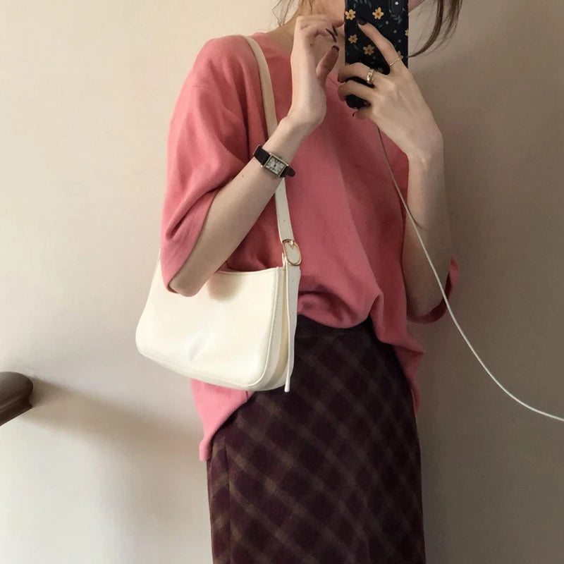 Zipper PU Underarm bags Women's Soft-Faced Handbag