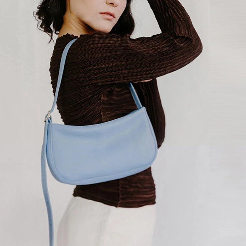Zipper PU Underarm bags Women's Soft-Faced Handbag