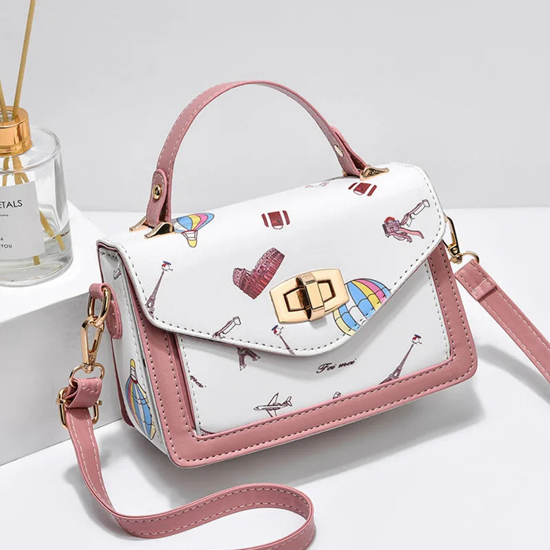 Summer Print Small Square Bag Messenger Handbag