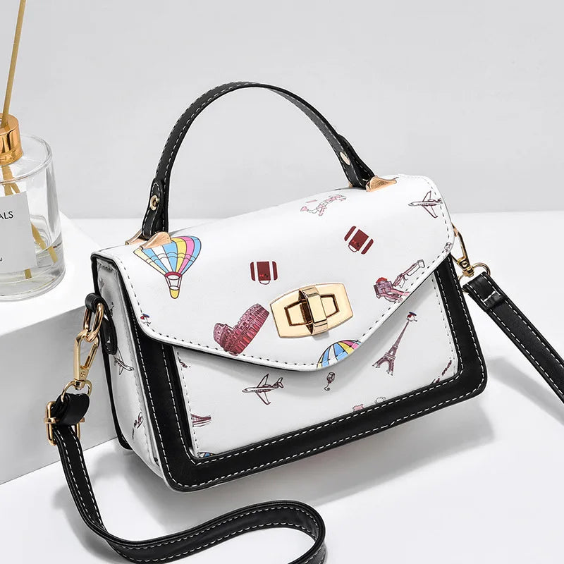 Summer Print Small Square Bag Messenger Handbag