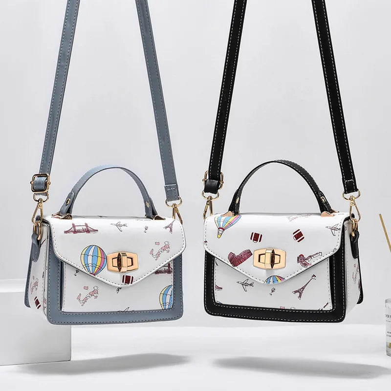 Summer Print Small Square Bag Messenger Handbag