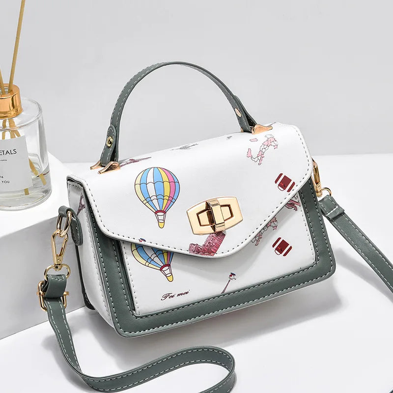 Summer Print Small Square Bag Messenger Handbag