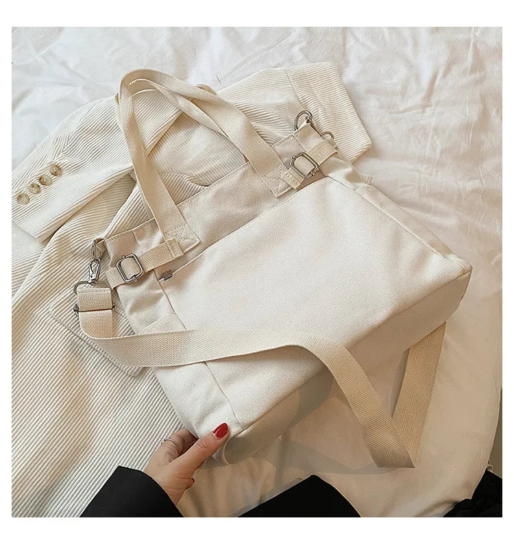 Canvas Shopper Bag Handbag High Capacity Tote Bag for Women