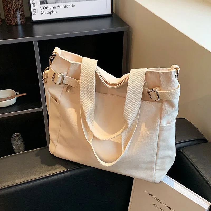Canvas Shopper Bag Handbag High Capacity Tote Bag for Women