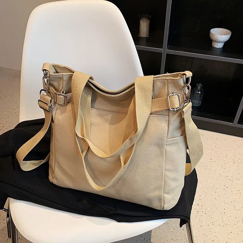 Canvas Shopper Bag Handbag High Capacity Tote Bag for Women