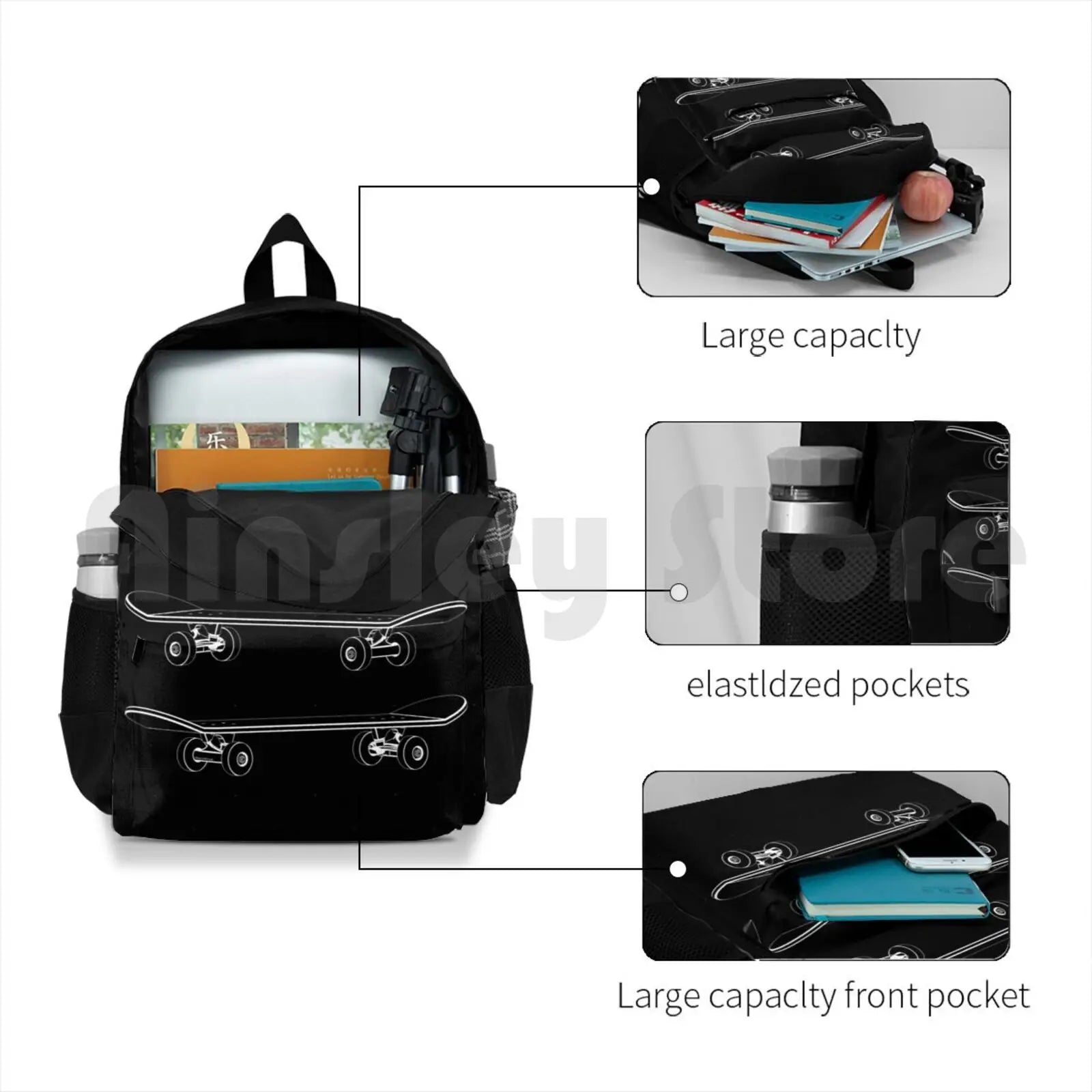 Kids Skateboard Outdoor Hiking Backpack Waterproof