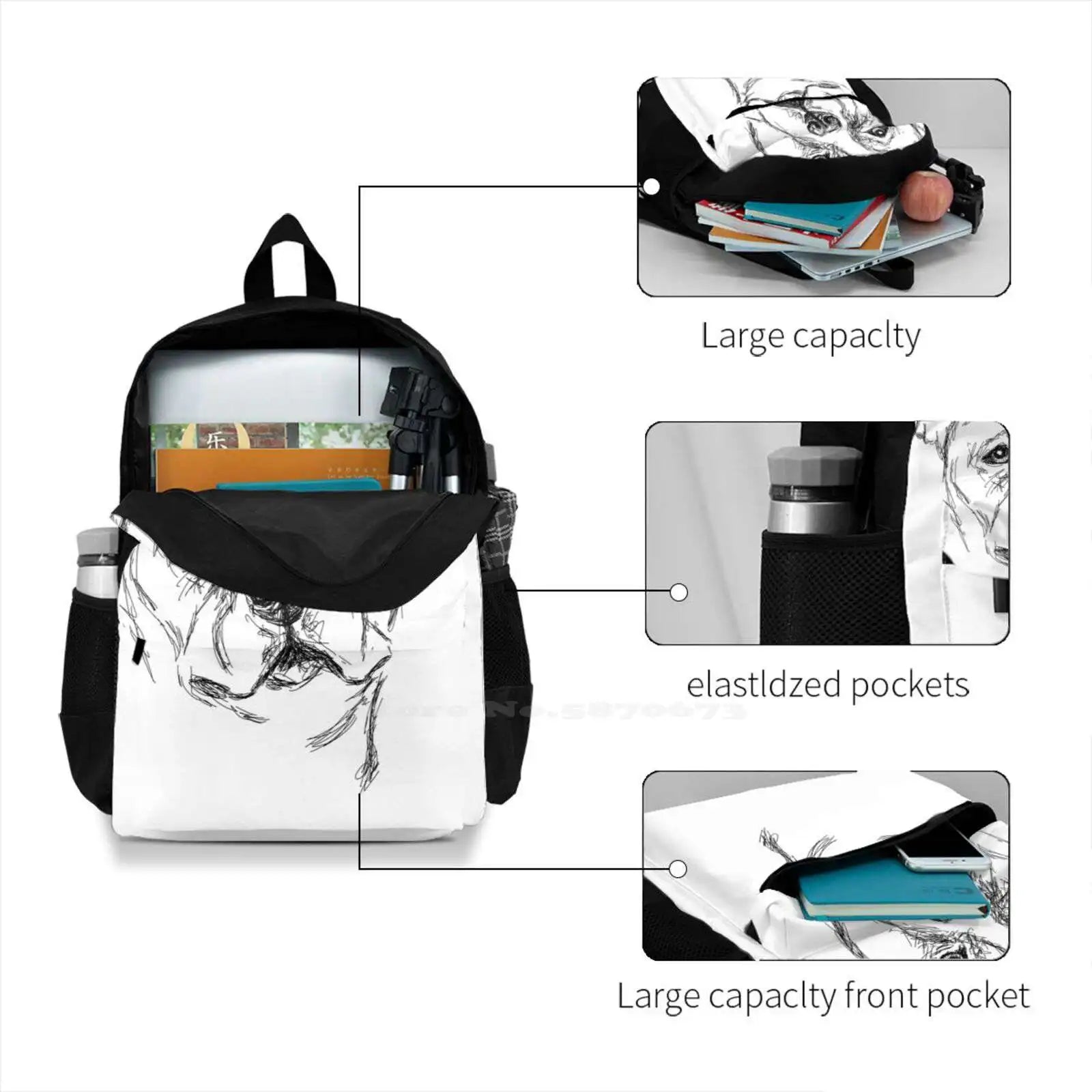 Staffordshire Bull Terrier Dog Backpack Laptop Travel Bags