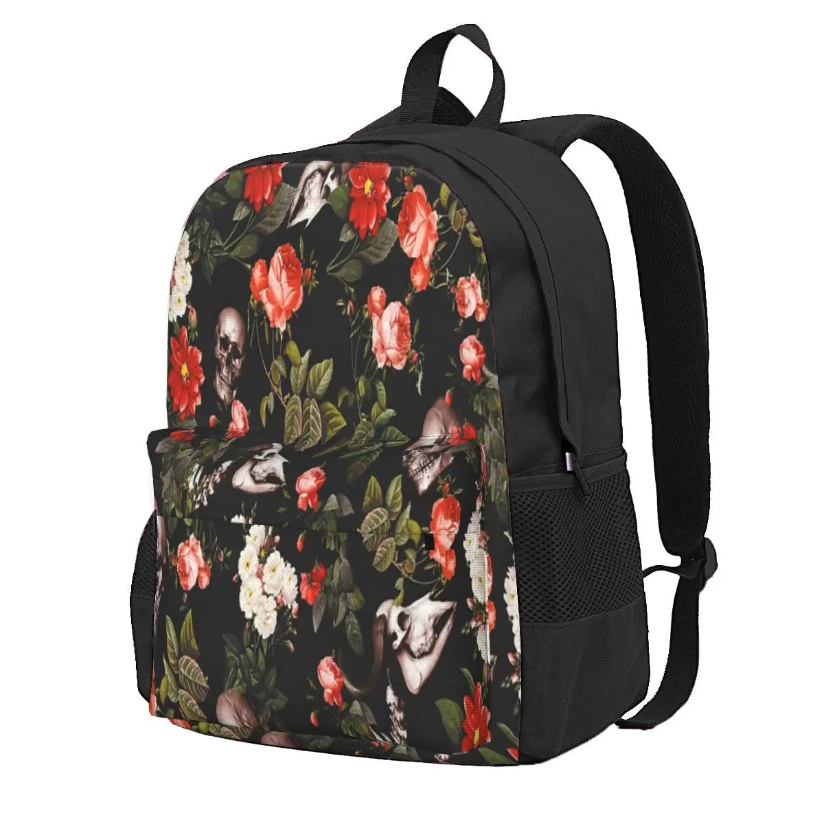Skull And Floral Pattern Backpacks Men's Backpacks Bags For Women