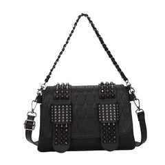 Skull Rivet Women Bag Soft Pu Leather Shoulder Bags Punk Crossbody Bags