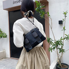 Skull Rivet Women Bag Soft Pu Leather Shoulder Bags Punk Crossbody Bags