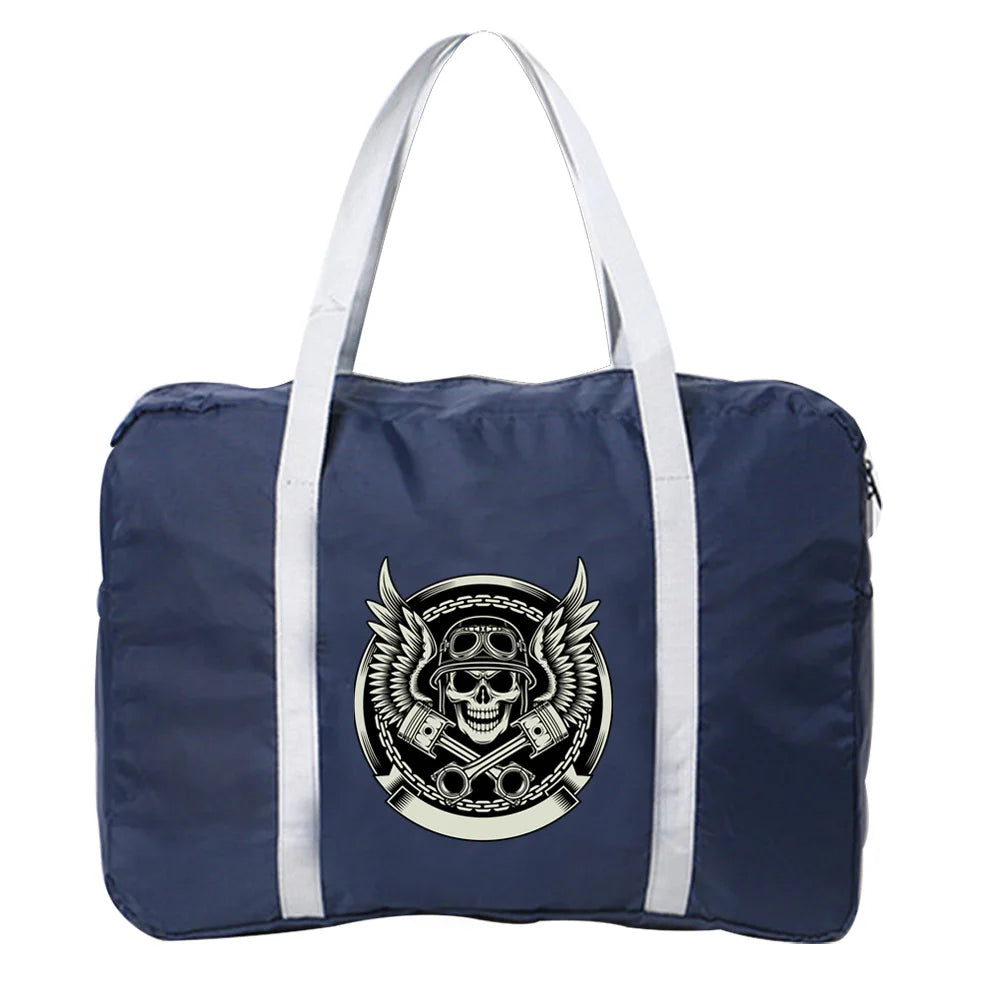 Skull Series Printing Travel Bag Nylon Foldable Large Capacity Luggage