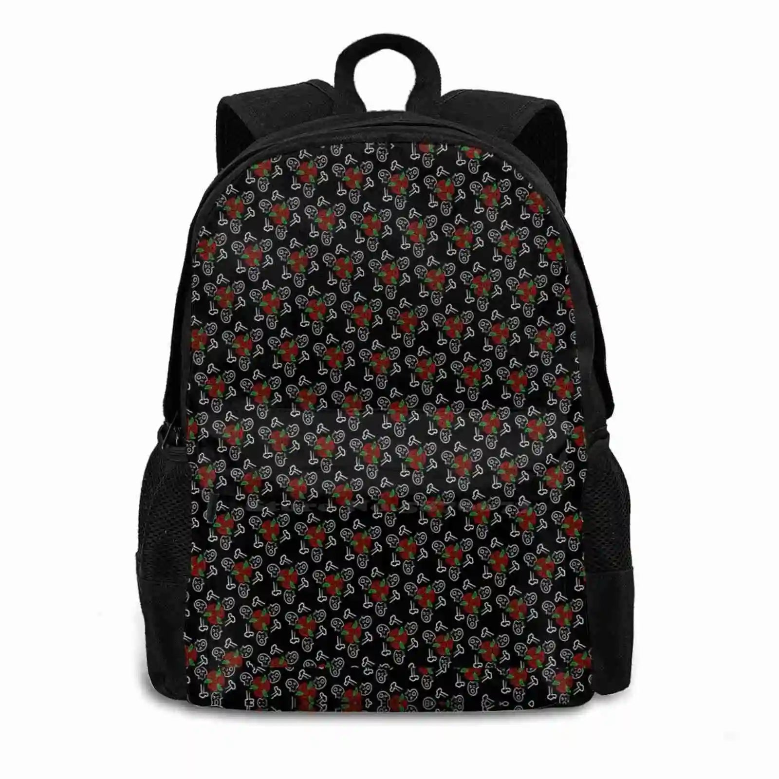 Skulls Roses Satchel Schoolbag Backpack
