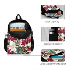 Skulls Flower Pattern Bags Travel Laptop Backpack Skulls And Roses