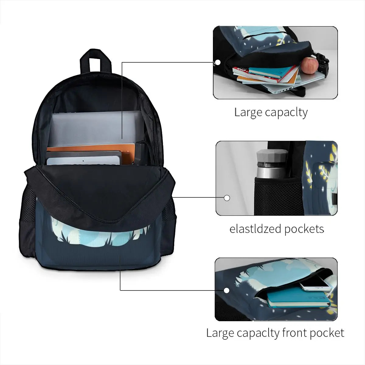 Sleepy Blupee Backpacks Men's & Women's Anime School Bags