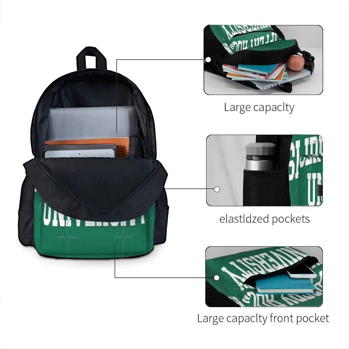 Slippery Rock College Font Curved Backpacks