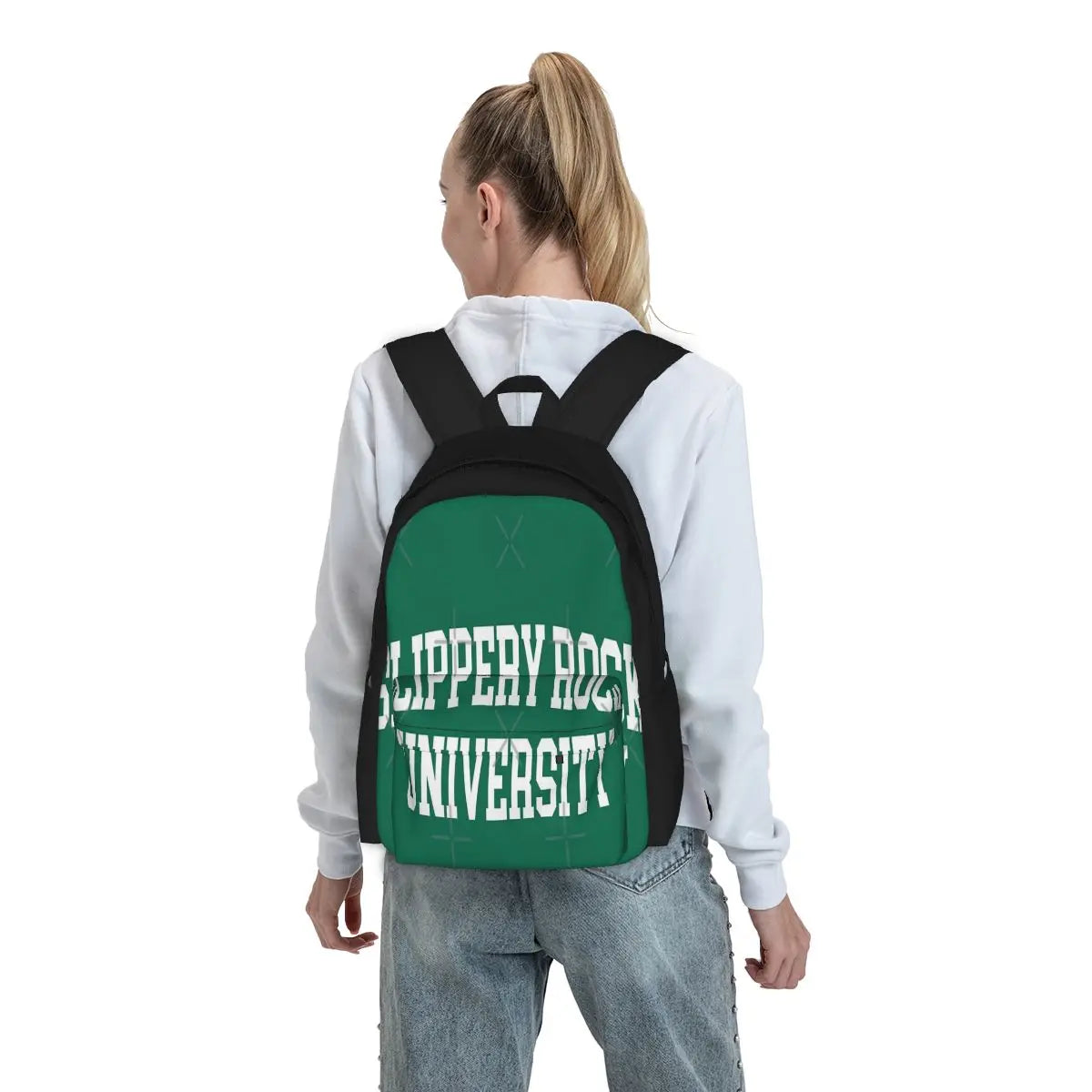 Slippery Rock College Font Curved Backpacks