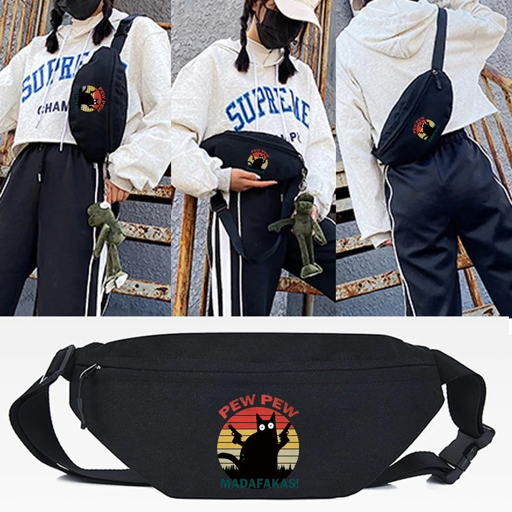 Sloth Print Waist Bag Outdoor Sport Running Cycling Chest Pack Unisex